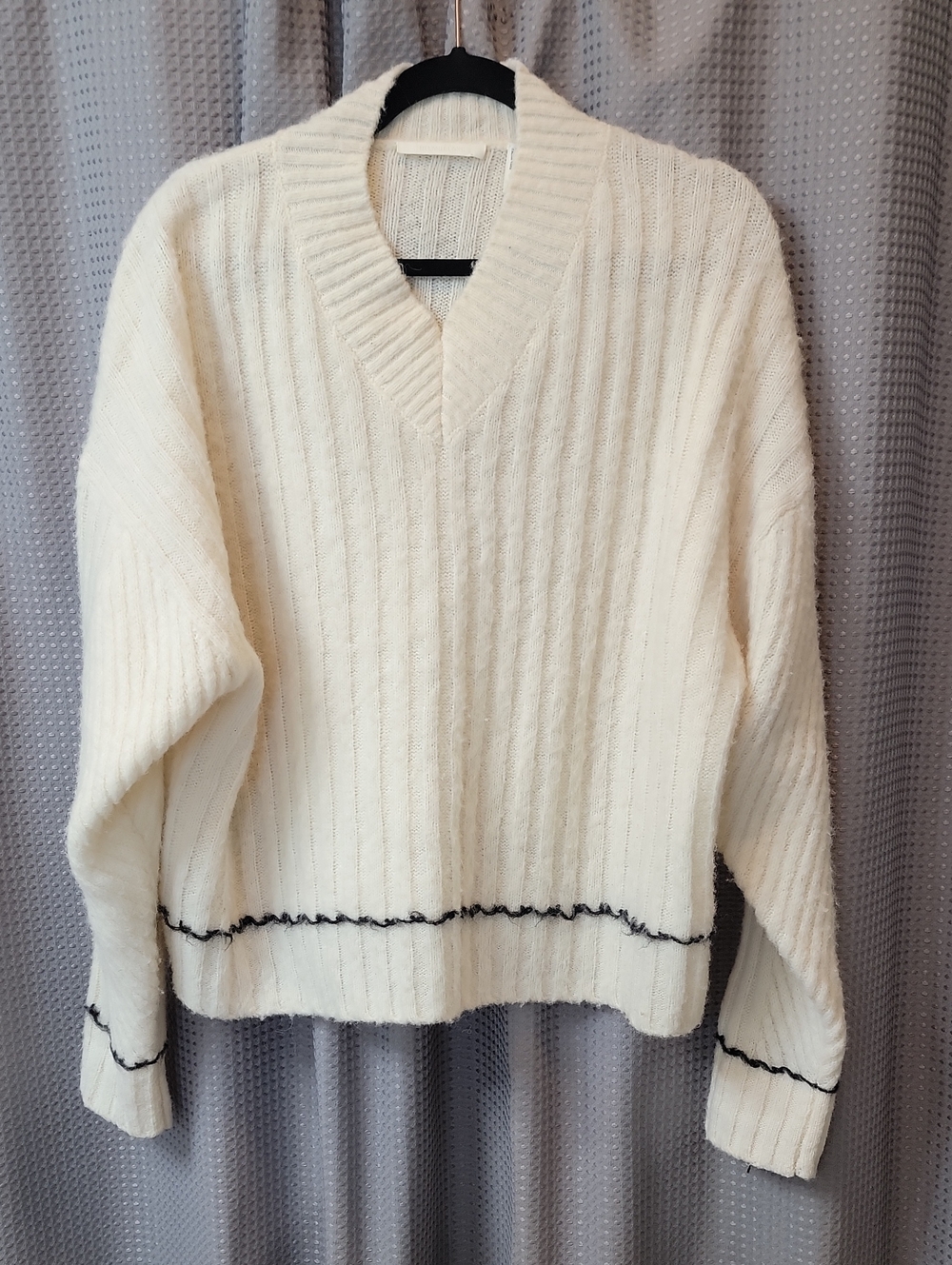 Helmut Lang Fuzzy Ribbed V-Neck Sweater Size S